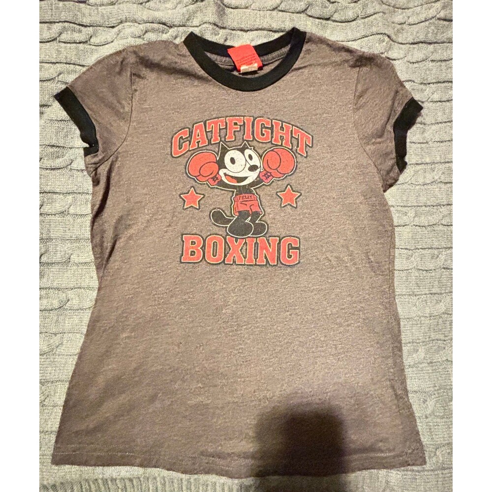 Vintage Junk Food Felix the Cat Ringer T-Shirt Women’s Catfight Boxing